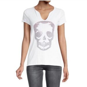NEW Zadig & Voltaire Tunisien Embellished Skull Camo Strass Tee Top Size M
